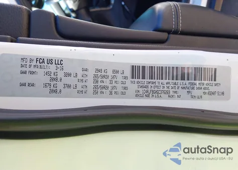 2016 Jeep Grand Cherokee Limited z USA, uszkodzony, nr VIN 1C4RJFBG0GC376269